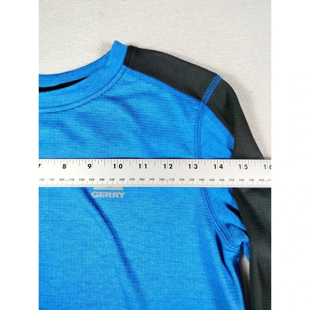 Gerry Shirt Youth M 10/12 Blue Long Sleeve Thermal Crew Neck Activewear